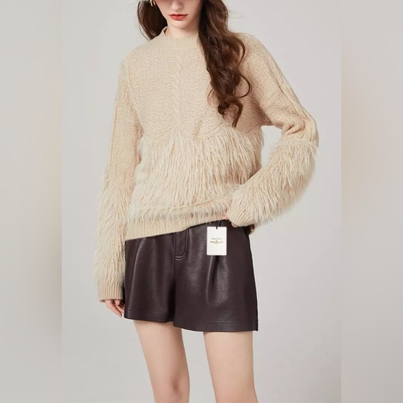 #175 Mink Cashmere Knitted Fur Stitching Twists Pullovers Winter Soft Sweaters - Picture 13 of 15